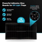 Catchmaster Vector Universal Trap Replacement Unscented Glue Boards, UV Light Fly Traps for Home, Gnat Traps for House Indoor, UV Lamp Insect & Mosquito Killer Refill, Adhesive Bug Boards, 12-Pack