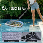 UIRWAY 4-in-1 Deluxe Swimming Pool Cleaning Kit - Includes Detachable Pool Brush, Heavy Duty Deep Leaf Skimmer Net, Fine Mesh Net, Extendable Aluminum Pole for Inground & Above Ground Pools Cleaning