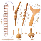 lianjindun 6 in 1 Wood Therapy Massage Tools, Maderoterapia kit, Wood Therapy Set, Lymphatic Drainage Massager, Wooden Gua Sha Tools, Wooden Massager Roller Rope for Body Shaping Anti Cellulite