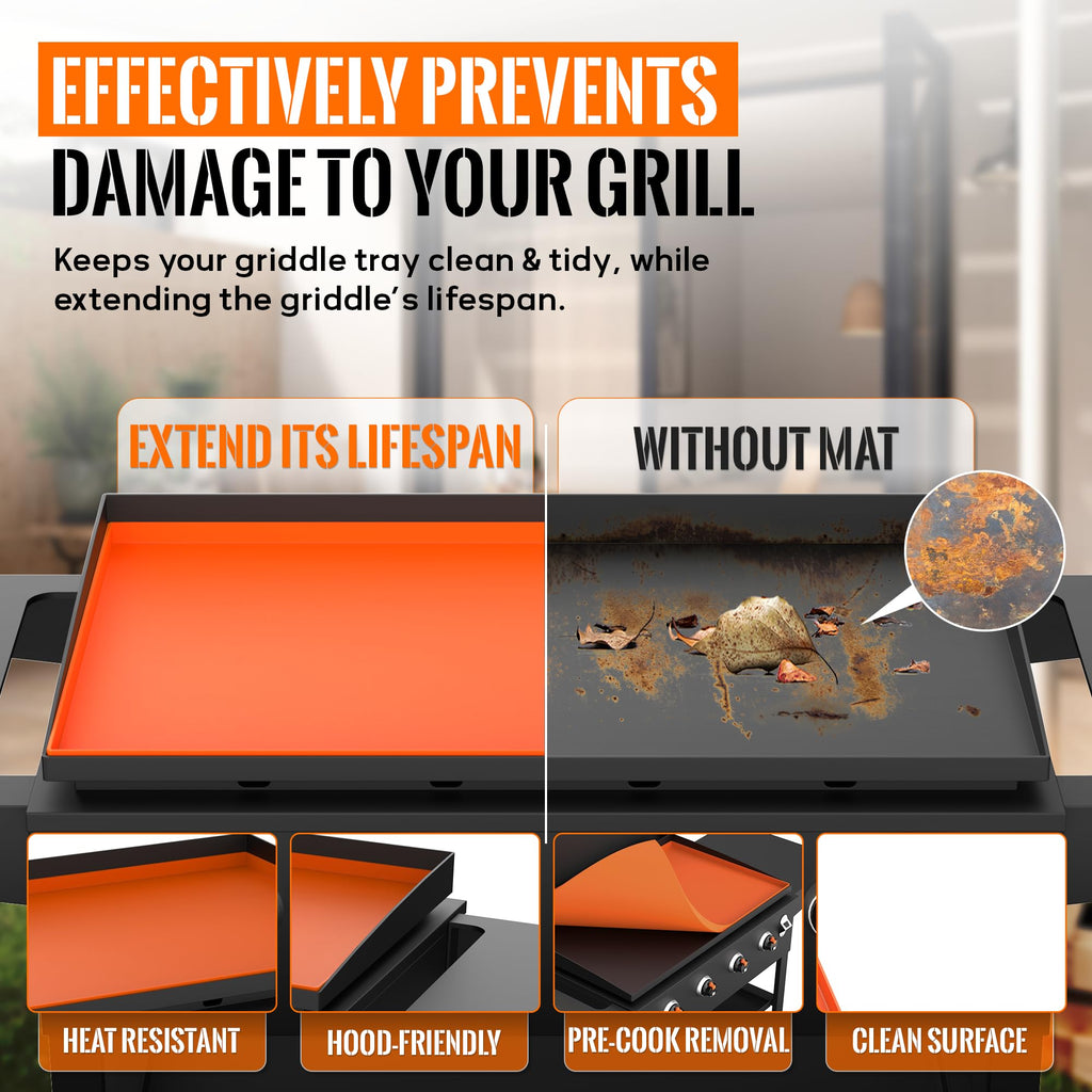 22” Silicone Griddle Mat for Blackstone - Heavy-Duty Food-Grade Griddle Cover & Full Surface Protection, Waterproof, Rust & Dust-Proof, Essential Blackstone Griddle Accessories for Outdoor BBQ