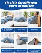 Fanwer Positioning Wedge Pillow for Side Sleeping (3 in 1), 40 Degree Triangle Bed Wedges & Body Positioners for Back Pain, Preventing Bedsores, After Surgery, Knees Elevated, Pregnancy,Grey