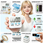 Antonki 2 Pack Digital Timer for Kids, Magnetic Countdown Kitchen Timers for Cooking, Egg, Classroom, Teacher, Exercise, Study, Oven - Battery Included