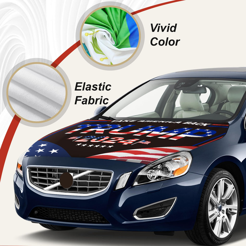 Trump 2024 Flag for Car Hood Cover 4X5Ft Hood Flag Car Flag for World Cup Vehicles Decorate Accessories Fits Coupe Saloon SUV MPV