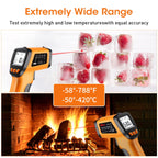 Infrared Thermometer Gun -58°F to 788°F, Laser Temperature Gun with Adjustable Emissivity, Non Contact Laser Thermometer for Cooking/BBQ/Pizza Oven/Grill & Engine - Heat Temperature Gun