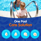 Eeziblue Monthly Algaecide for Swimming Pool — Patented Zn-Cu Synergy™, Treats Green, Black & Mustard Algae, Inground & Above Ground Pools, Up to 20,000 Gallons, Pre-Measured Dose