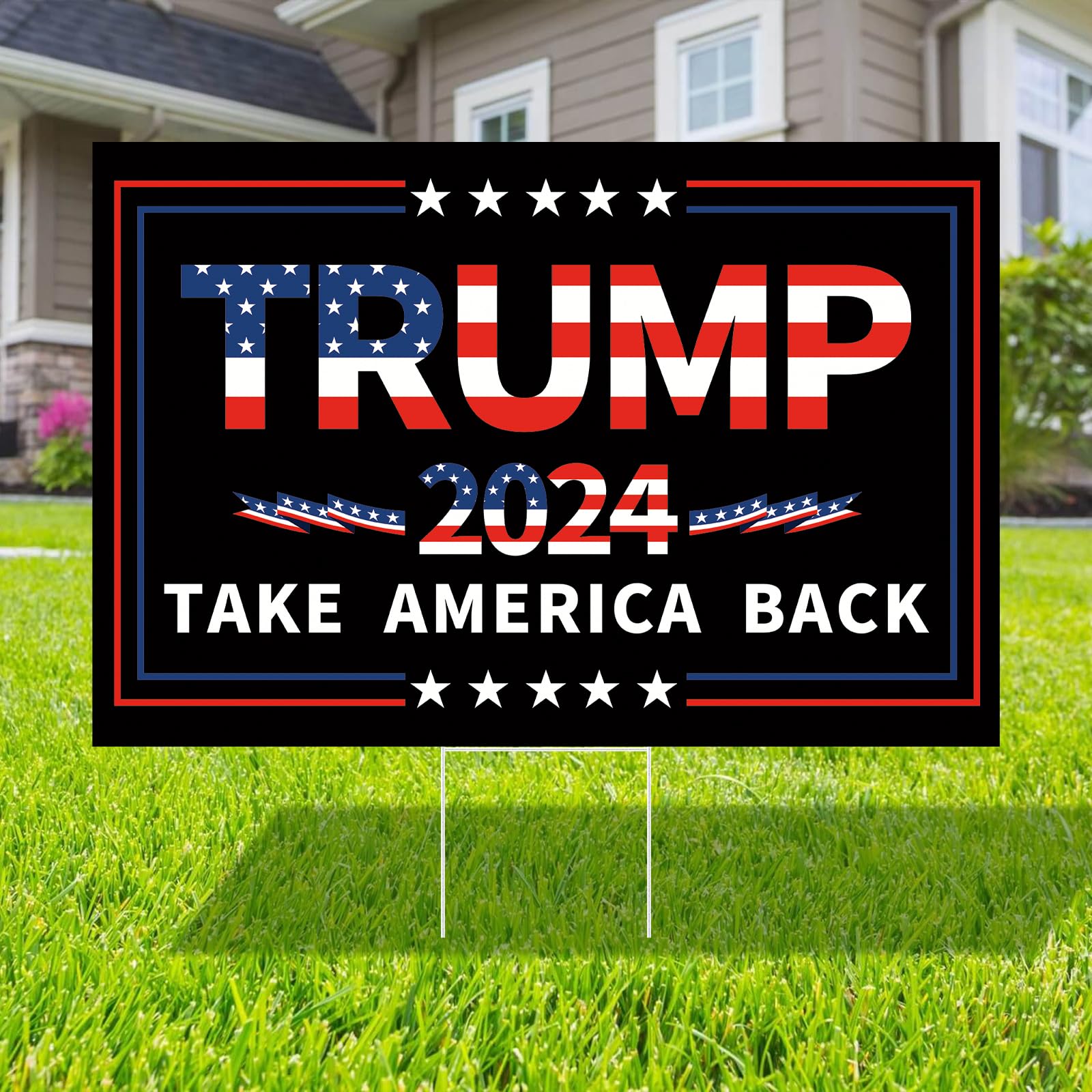 Probsin Trump 2024 Yard Sign with Metal H Stakes Double Sided 16" x 24" Trump Take America Back Signs Voting Supports Elections Outdoor Decorations for Indoor Outdoor Lawn,Garden,Window,Party Supplies