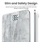 RENPHO Mechanical Bathroom Scales, Highly Accurate Body Weight Scale with Lighted LED Display, Round Corner Design, 400 lb, Core 1S, Cement Pattern