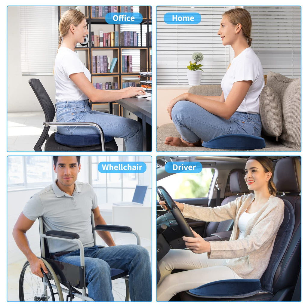 SAHEYER Donut Pillow for Tailbone Pain Relief and Hemorrhoids, Memory Foam Donut Cushion for Sciatica Nerve, Seat Cushion Butt Pillow for Men Women at Home Office Chair Car Long Sitting Comfort, Blue