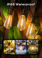 Outdoor-String-Lights-Patio-Lights, 100FT ST38 Shatterproof Dimmable Waterproof Connectable LED Christmas Lights, Hanging Outside Light for Backyard, Porch, Deck, Balcony, Garden, Home Decor