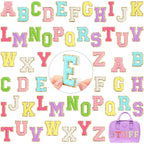 WILLBOND 52 Pcs Chenille Letter Patches Bulk Self Adhesive Letter Patches for Backpacks Stick on Letters Embroidered Applique Patch for Clothing Hats Halloween Christmas Supplies(Multicolor)