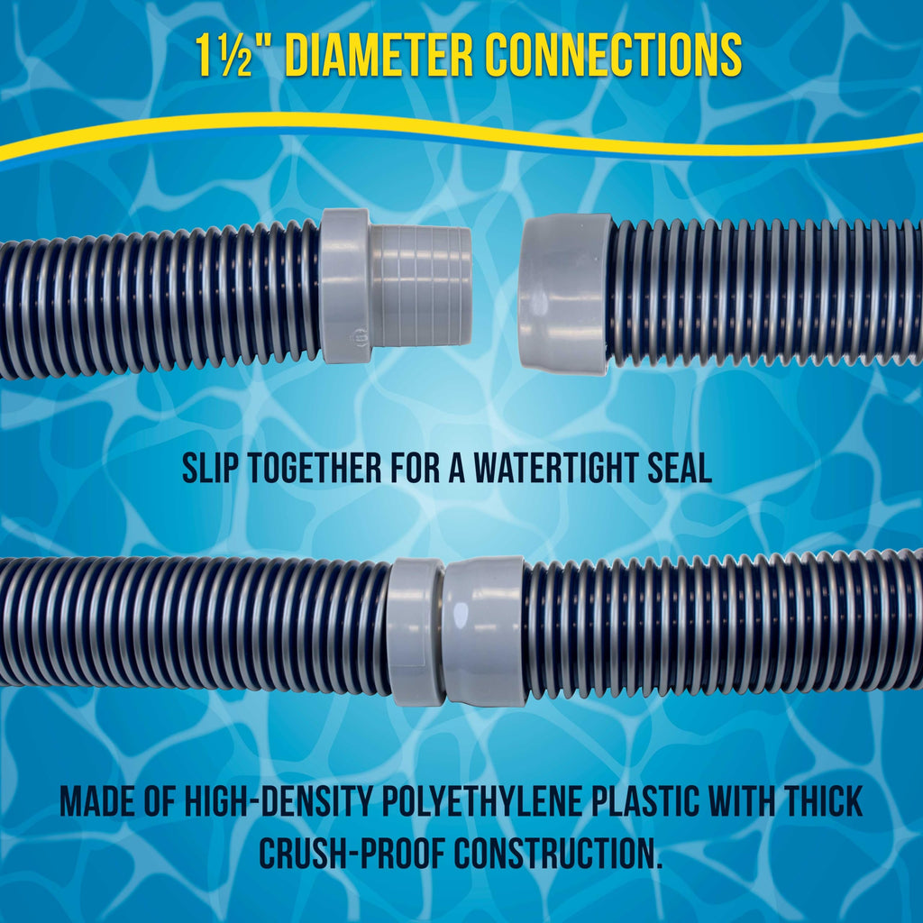 U.S. Pool Supply Pool Vacuum Hose, 8 Piece Pool Hose Set - 40" Blue Flexible Spiral Wound Connector Sections with 1.5" Male & Female Cuff Ends, Replacement Fits Most Inground Automatic Cleaner Brands