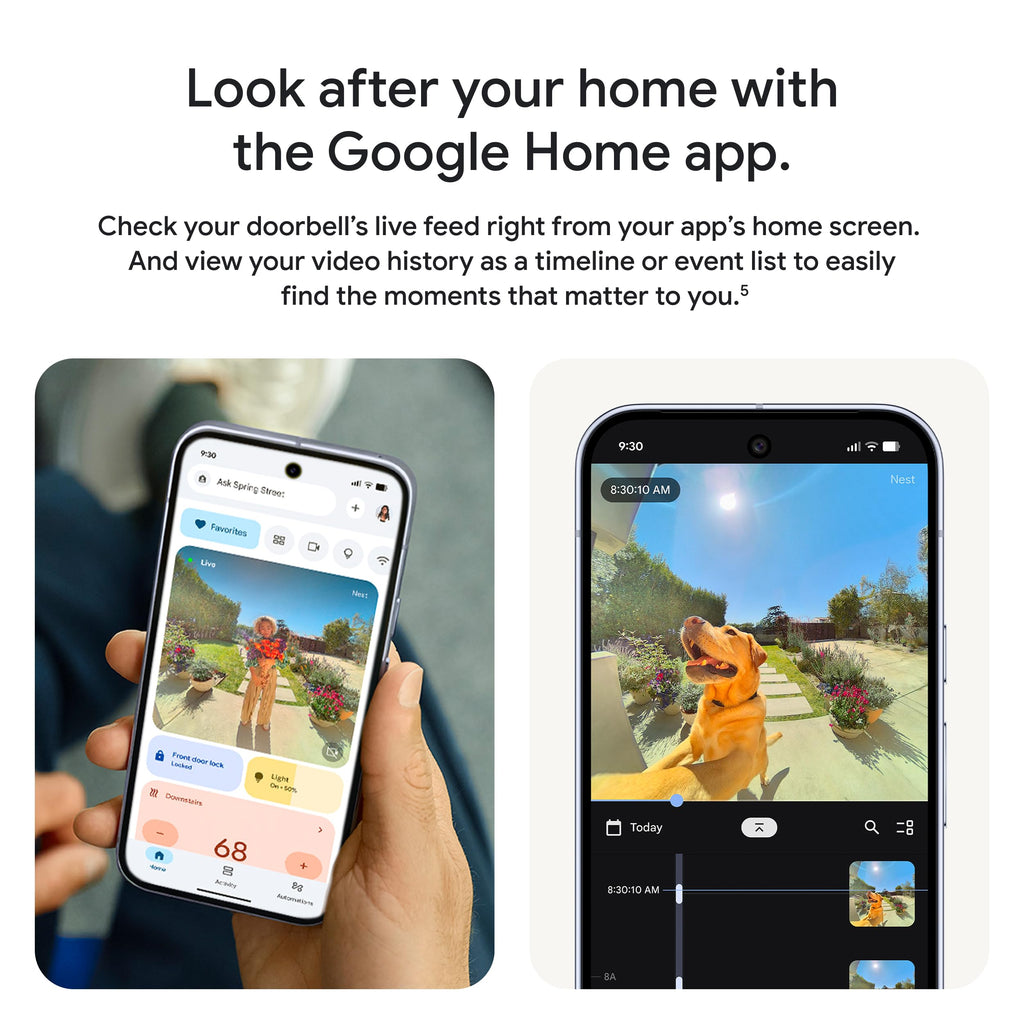 Google Nest Doorbell (Wired, 3rd Gen) - 2K Video and Gemini, Live View, Night Vision, 2-Way Audio - Works with Google Home - 2025 Model - Linen