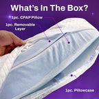 JJ CARE CPAP Pillow with Pillowcase (Pack of 1), CPAP Pillow for Stomach, Side, and Back Sleepers, Adjustable Height CPAP Pillow Memory Foam, CPAP Pillows for Head & Cervical Neck Support