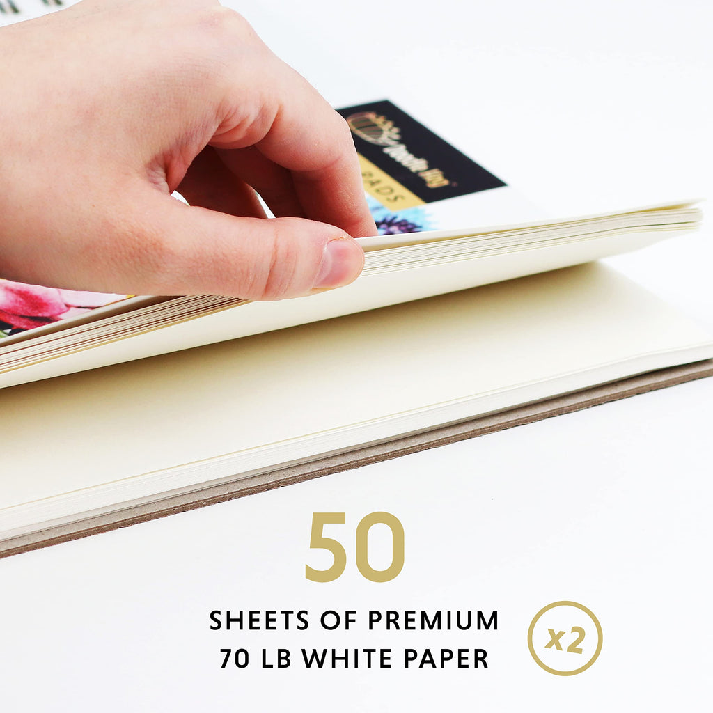 DOODLE HOG 2PK Drawing Pads - 9"x12" White, Perforated, 70lb / 114gsm Sketch Pad - Includes 50 Sheets/Pad; 100 Sheets Total, Ideal for a Variety of Dry Media - Drawing Paper for Artists, Students & Kids