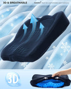 Enlarged 19.7" Gel Seat Cushion, Chair Seat Pads for Wheelchair, Gel Cushion Seat for Pressure Coccyx Sciatica Pain Relief, Egg Cushion for Car Office Chair, Cooling Cushion for Long Sitting[Blue]