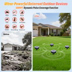 4 Pack Mole Repellent Solar Powered, Snake & Skunk & Vole & Gopher & Armadillo & Rabbit & Groundhog & Chipmunk & Raccoon Repellent for Yard, IP65 Waterproof Ultrasonic Deterrent for Lawns Garden