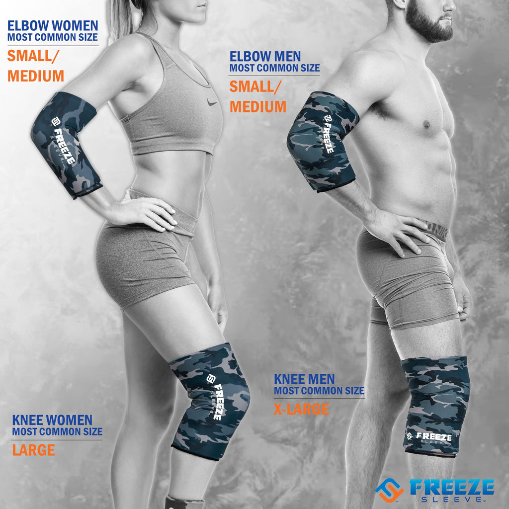 FreezeSleeve Ice & Heat Therapy Sleeve- Reusable, Flexible Gel Hot/Cold Pack, 360 Coverage for Knee, Elbow, Ankle, Wrist- Blue Camo, 3X-Large