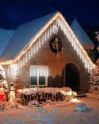 Solar Meteor Shower Icicle Lights - 20 Tubes 480 LED Raindrop Lights with Timer Function Falling Rain Lights for Holiday Party Christmas Decorations (White)