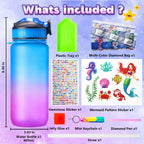 Decorate Your Own Water Bottle Kits for Girls - Kids Water Bottle Birthday Gifts for 4 5 6 7 8-12 Year Old Girl DIY Mermaid Birthday Decorations Arts and Crafts for Kids Ages 6-8 Girls Christmas Gift