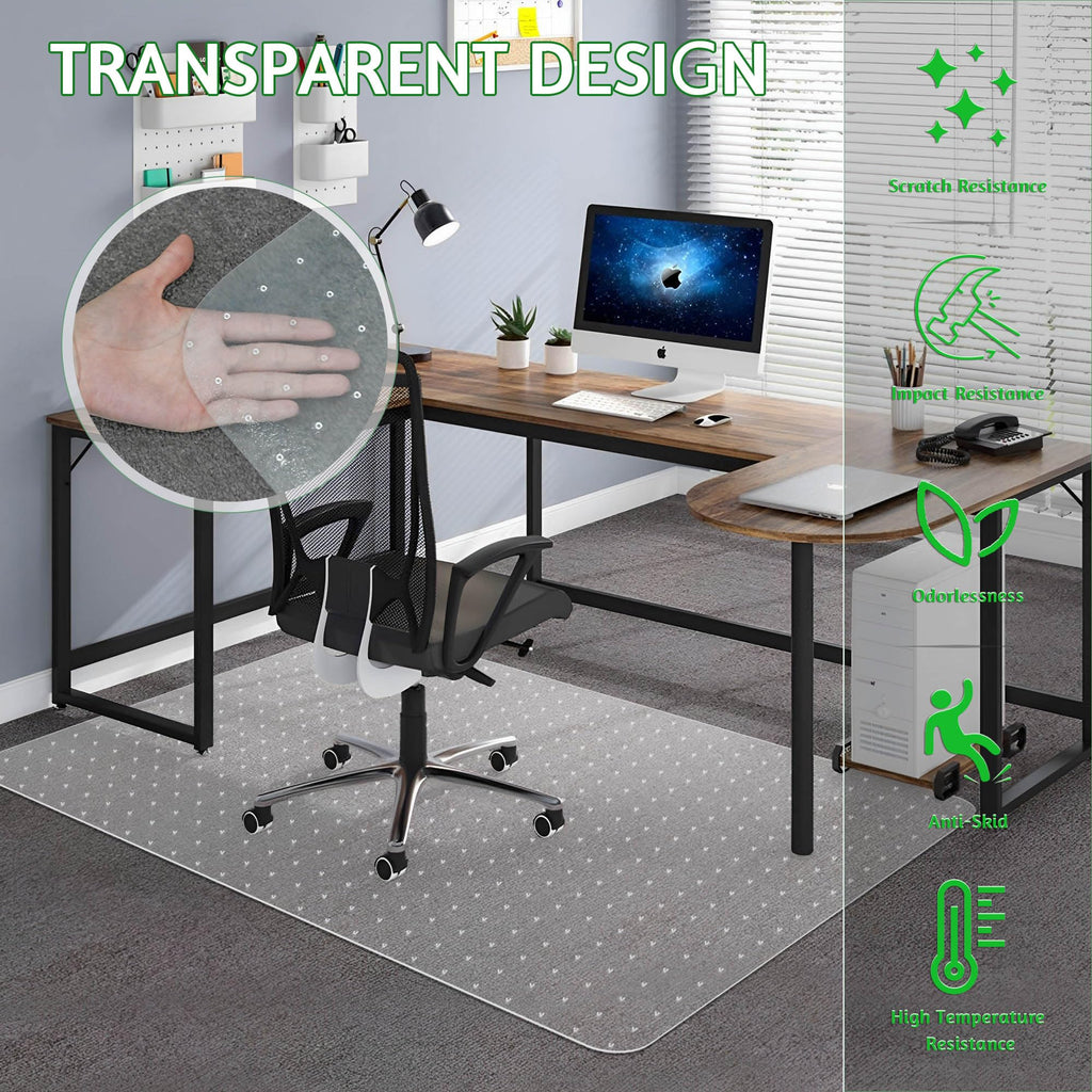 100pointONE Extra Large Office Chair Mat for Carpet, 48" x 60" Clear Desk Chair Mat for Low Pile Carpeted Floors- Easy Glide Plastic Floor Mat for Office Chair on Carpet