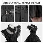 MGparty Black Dress for Girls Halloween Costume Cosplay Party Dress with Headband Belt Socks Accessories for Kids 4-14 Years