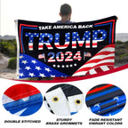Trump 2024 Flag 3x5 FT President Trump Flag Take America Back Banner Indoor Outdoor 1 Ply With Vivid Patriotic Colors Design UV & Fade Resistant 2 Brass Grommets