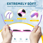 Kids Sunglasses Polarized UV Protection Flexible Rubber Glasses Shades with Strap for Boys Girls Pink