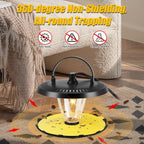 2 Pcs Sticky Flea Traps for Inside Your Home with 10 Sticky Discs & 4 Bulbs & 2 Charge Cables, 360° Flea Lights for Indoor, Non Toxic Pest Control Bed Bug Trap for Gnat Flea Cockroach, Black