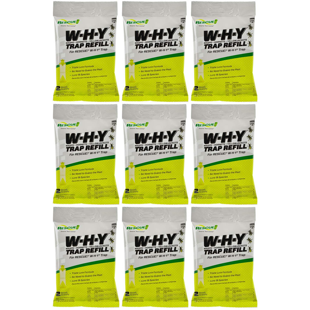 RESCUE! Non-Toxic Wasp, Hornet, Yellowjacket Trap (WHY Trap) Attractant Refill - 2 Week Refill - 9 Pack
