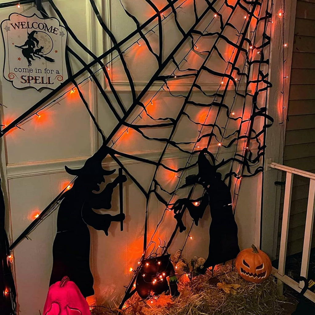 YEGUO Orange Lights for Halloween, 200 LED String Lights Outdoor Waterproof, Green Wire Christmas Lights Indoor, 8 Modes 66ft Twinkle Lights Plug in for Halloween Decor