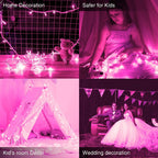 JMEXSUSS Connectable 33ft 100 LED Pink Lights for Bedroom Decor, 8 Modes Pink String Lights Clear Wire, Plug in Pink Christmas String Lights Indoor Outdoor Waterproof for Room, Party