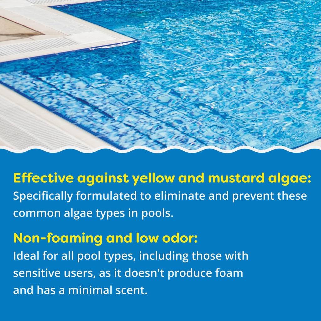In The Swim Super Algaecide for Above Ground or Inground Swimming Pools – Low Odor, Non-Foaming Preventative for Yellow/Mustard Algae in Swimming Pools - 7.1% Chelated Copper – 1 Gallon
