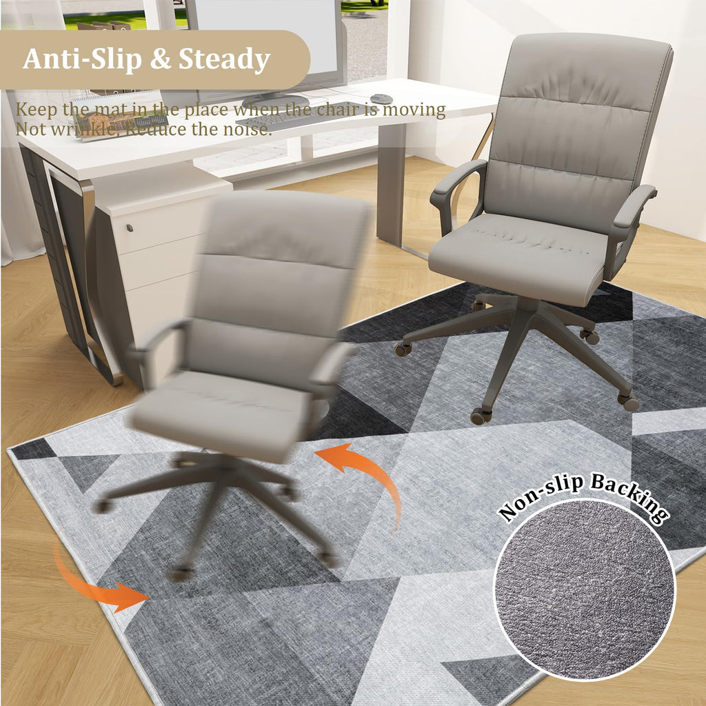 Office Chair Mat for Hardwood Floor, 60"x45" Easy Glide Computer Desk Mat Protector for Rolling Chair Under Desk Rug Nonslip Backing, Machine Wash, (Modern)
