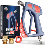McKillans® Swivel Gun Pro - Swivel High Pressure Water Handle with 3/8" Male Plug and 1/4” Quick Connector Coupler - Power Washer Gun Compatible with Foam Cannon - Nozzle Tips Holder