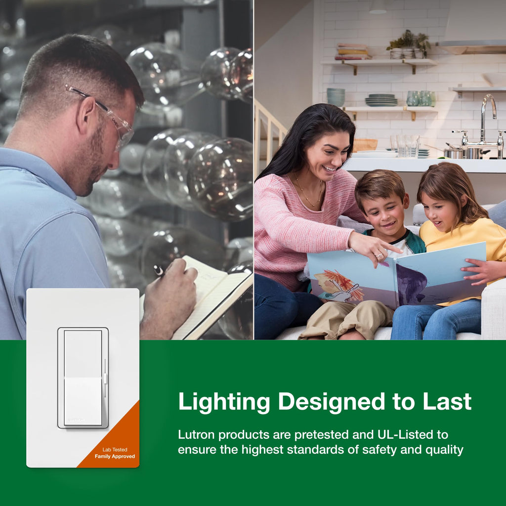 Lutron Diva LED+ Dimmer Light Switch for Dimmable LED, 150 Watt, Single-Pole or 3-Way, DVCL-153P-WH, White