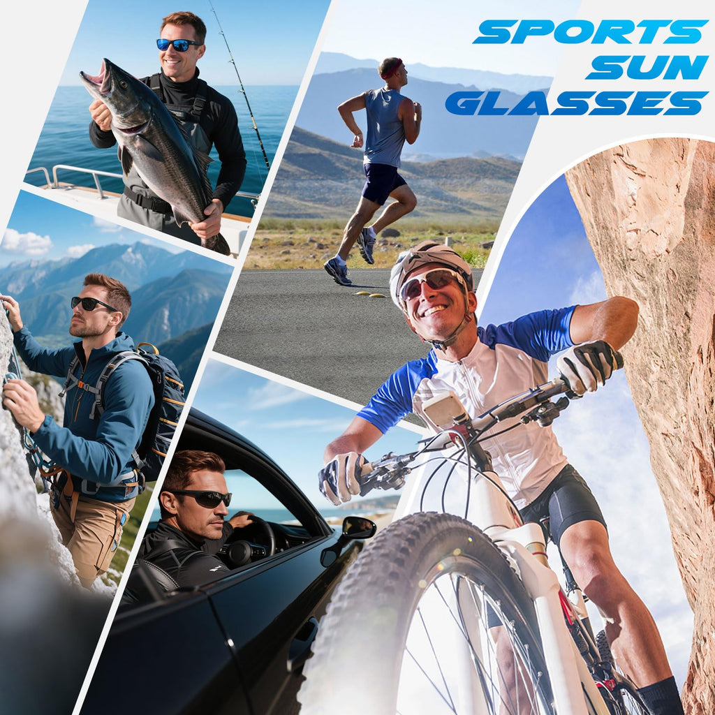 Polarized Sports Sunglasses for Men Women,Ultralight Wrap Around UV400 Protection Sun Glasses for Driving Fishing
