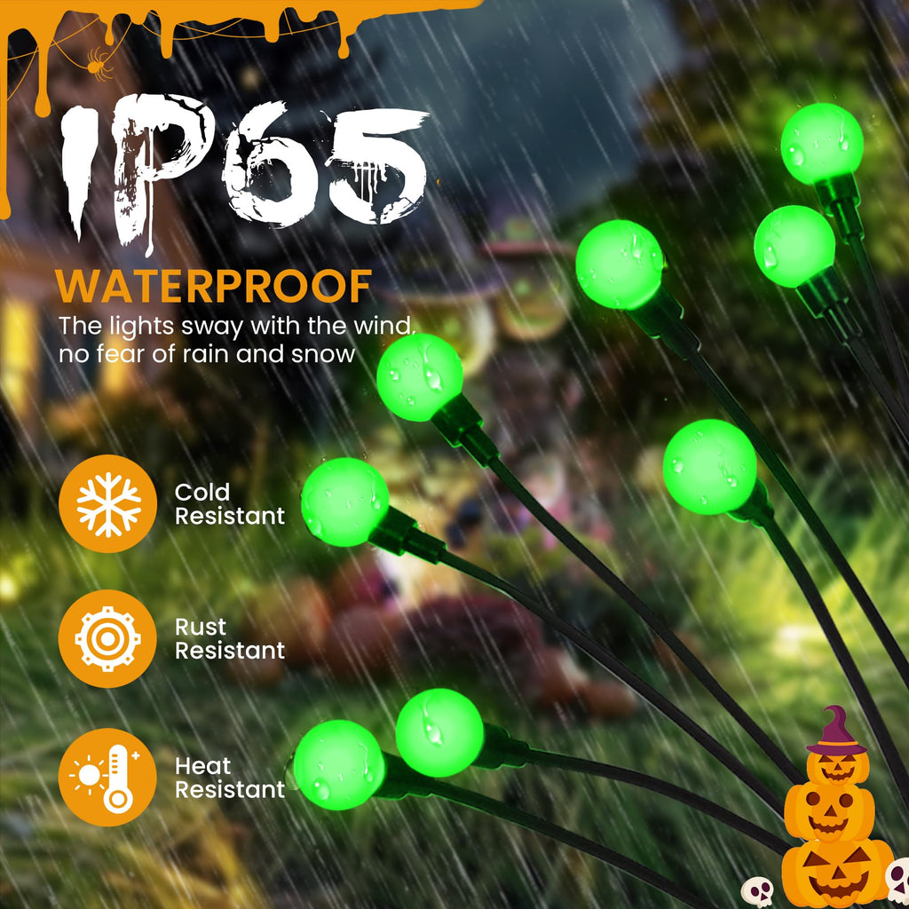 PATIOPIA 8 Pack Halloween Decorations Outdoor Waterproof 80 LED Firefly Garden Lights,Solar Lights for Outside,Solar Lights Outdoor,Solar Garden Lights for Halloween,Christmas,Yard,Patio(Green)
