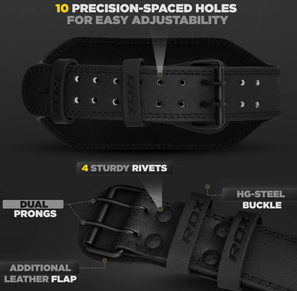 RDX Weight Lifting Belt for Fitness Gym - Adjustable Leather Belt with 6” Padded Lumbar Back Support - Great for Bodybuilding, Functional Training, Powerlifting, Deadlifts Workout & Squats Exercise