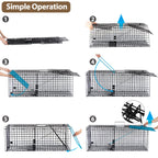 Toriexon Large Live Catch Animal Traps Black 51 X19 X17 Inch, Easy to Set and Release Live Animal Trap, Collapsible Large Animal Catcher Cage for Large Dogs, Foxes