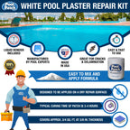 Pool Patch White Plaster Repair Kit 1.5 lb - Easy to Mix and Fast to Use Formula - Perfect for Patch Work - Waterproof, Quick-Drying, Extra Strong Bond - (coverage: approx. 3/4 sq. ft.)