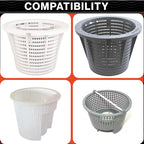 Swimables 8 Inch Skimmer Basket Compatible with Pentair Skimmer Basket 85014500 and S200 Pentair Pool Skimmer Basket | Built-in Brass Weight | 316 Stainless Steel Handle & Convenient Rubber Grip