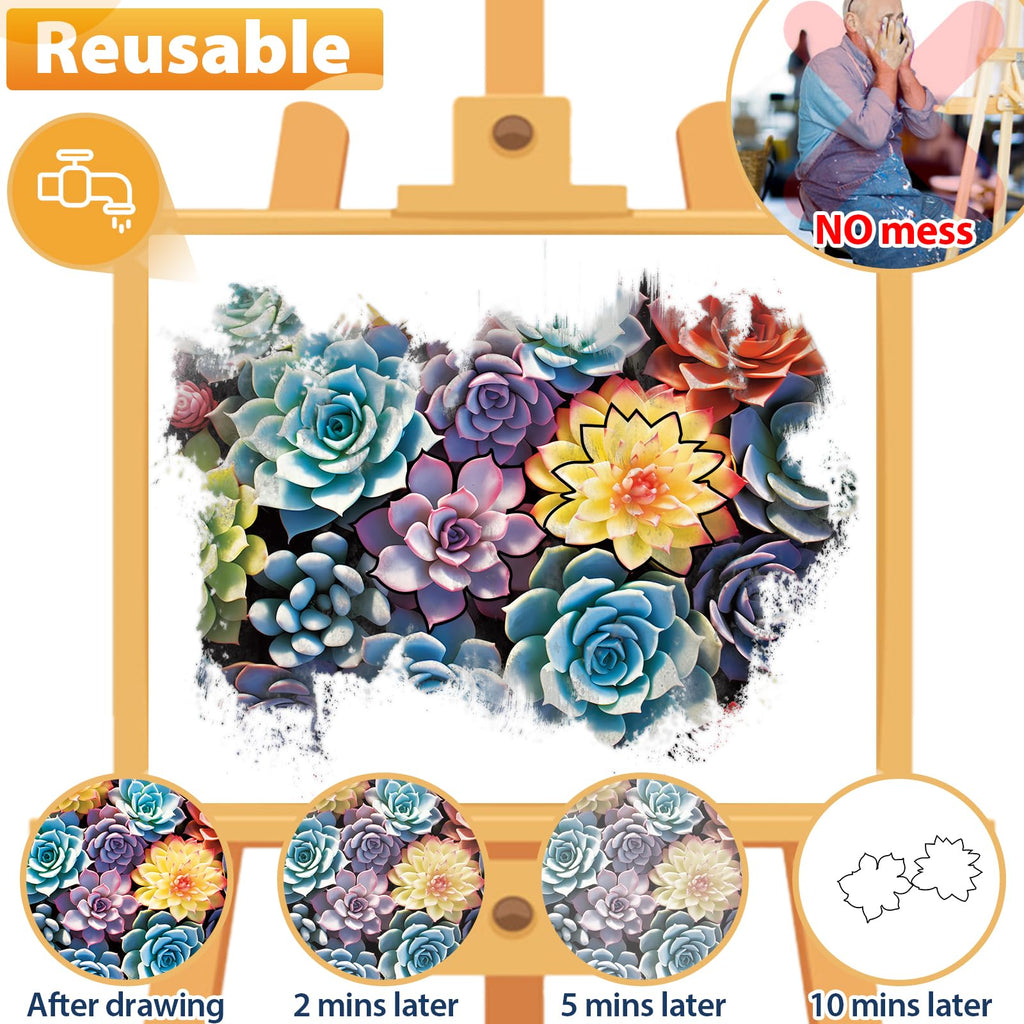 22 Pcs Dementia Products for Elderly Reusable Water Painting Toys Kit Flower Bird Dementia Alzheimer's Activities for Adults Seniors Dementia Toys Water Doodle Coloring Set Drawing Brush Game Gifts