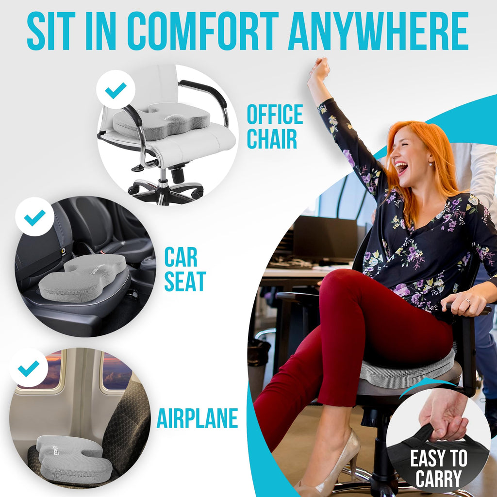 FORTEM Office Chair Cushion and Back Support for Office Chair, Lumbar Support Pillow, Memory Foam, Non Slip Sitting and Back Rest for Gaming, Car Seat Cushion, Chair Pad