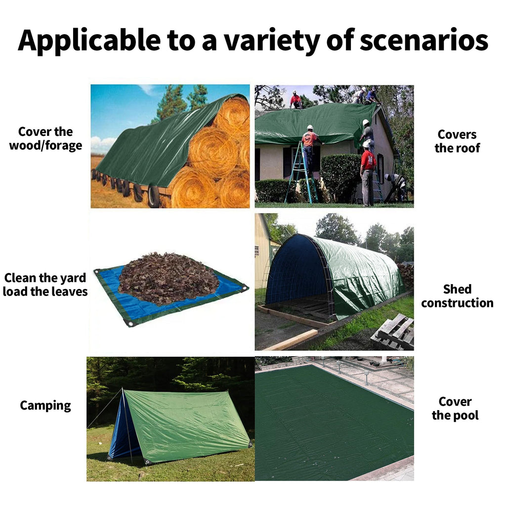 TARPAL 10x10 Feet Green Tarp Waterproof 6mil Small tarps Multipurpose Protective Cover All Purpose Poly Tarps Cover for Firewood Outdoor Furniture etc