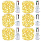 Mlambert 6 Pack 33FT Fairy Lights Battery Operated with Remote and Timer, Dimmable Waterproof 8 Modes Light for Bedroom Dorm Christmas-Warm White