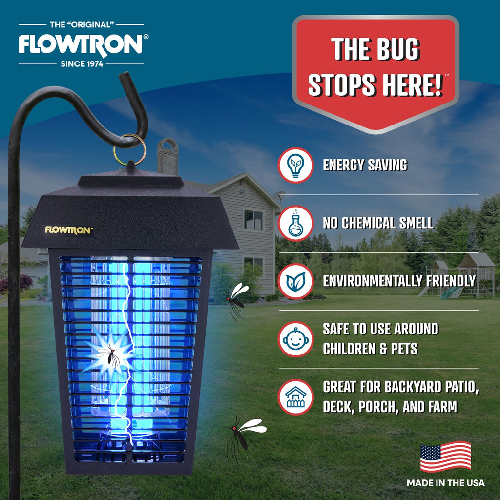 Flowtron Bug Zapper, 1 Acre of Outdoor Coverage with Powerful 40W Bulb & 5600V Instant Killing Grid, Electric Insect, Fly & Mosquito Zapper, Made in The USA