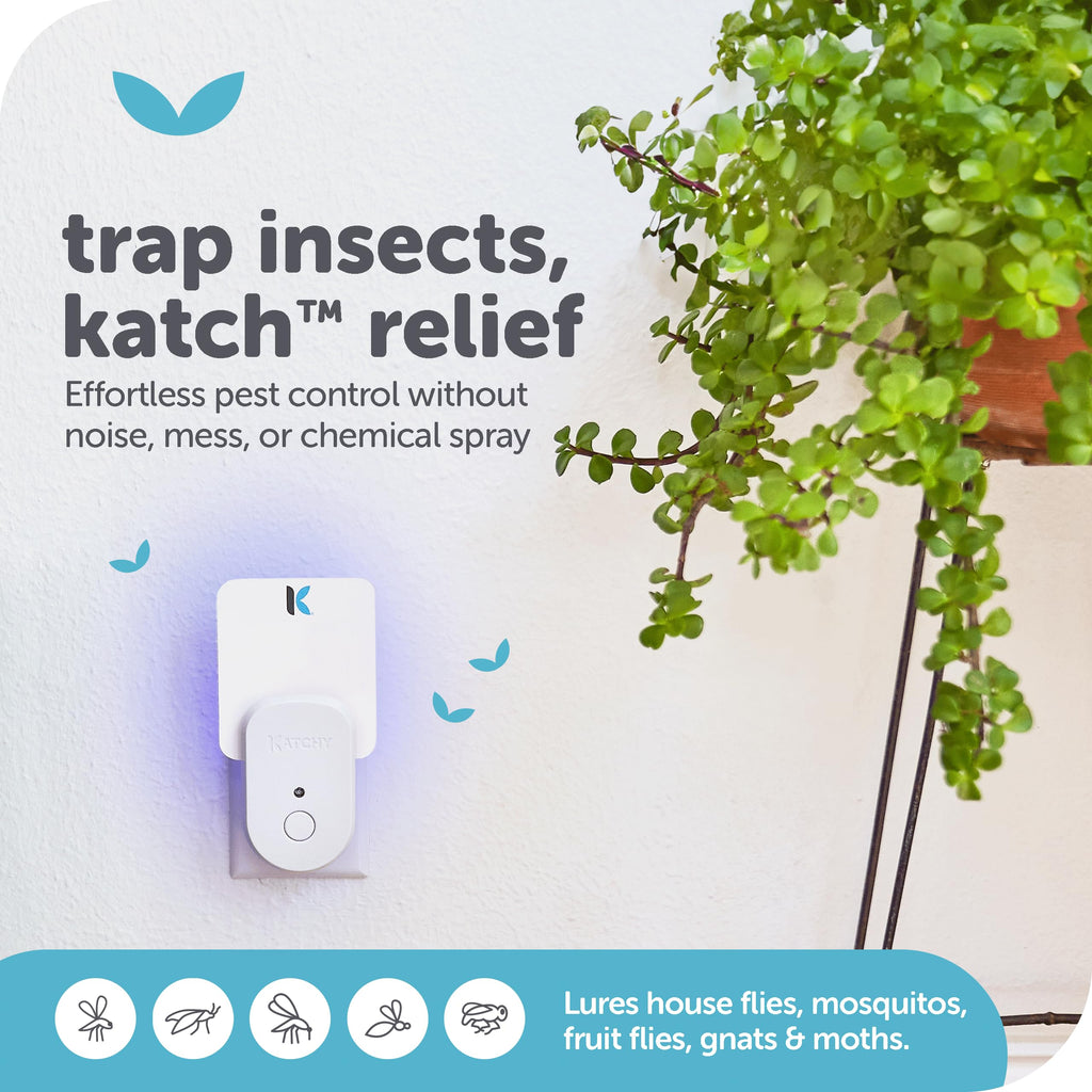 Katchy Plug-in Fly Trap Indoor – Blue Light Bug Catcher for Mosquito, Gnat, Fruit Fly & Small Moth – Chemical-Free & Eco-Friendly – All Indoor Areas: Kitchen, Living Room & Plants (2 Pack)