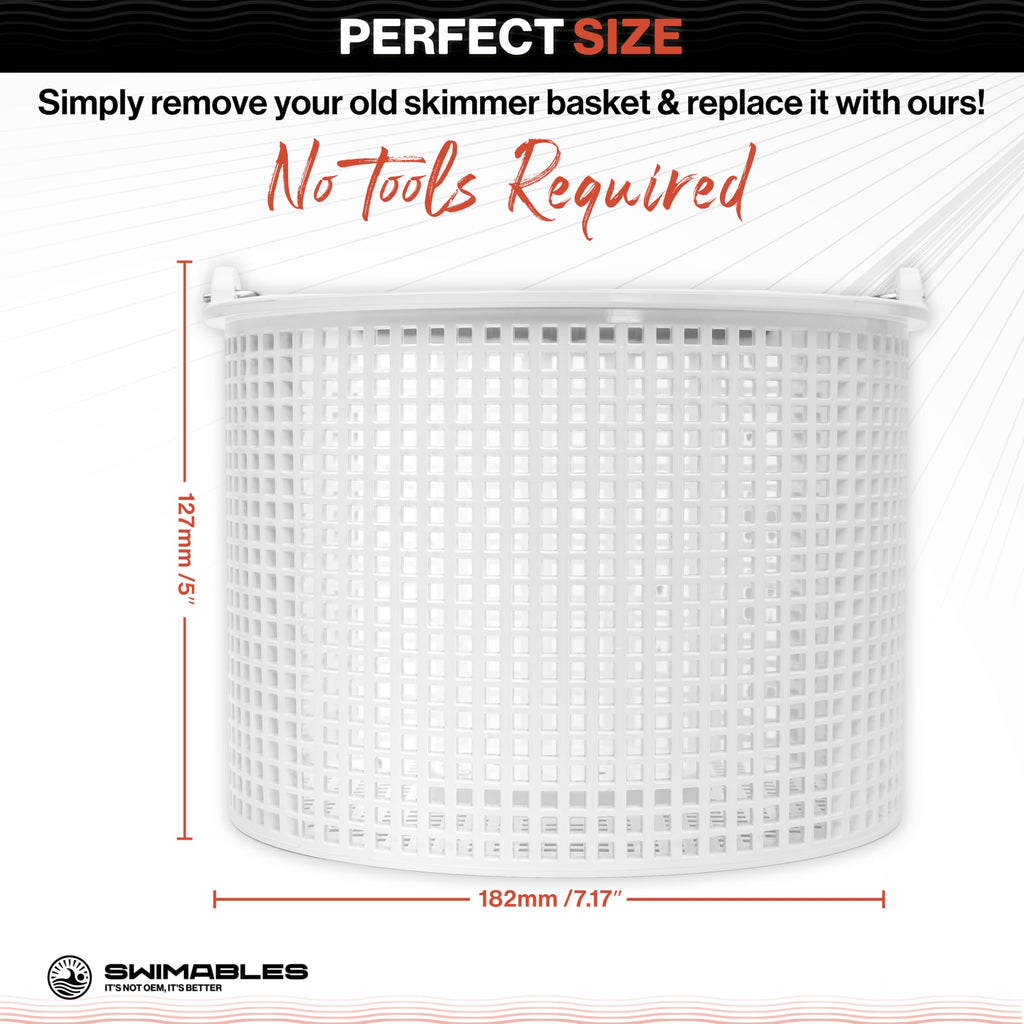 Swimables Pool Skimmer Basket for Inground Pool Compatible with Hayward Skimmer Basket and Pool Filter Basket SP1082CA | Built-in Brass Weight | 316 Stainless Steel Handle & Convenient Rubber Grip