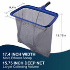 POOLAZA Pool Skimmer Net, Larger Capacity Pool Net Skimmer with Durable Deep Net, Sturdy Frame Pool Nets for Cleaning Effortlessly, High-Efficiency Pool Leaf Net with Easy Scoop Edges