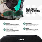 FitXion Rowing Machine Seat Cushion – Ergonomic Tail Bone Comfort Memory Foam Pad for Concept 2, Water Rower, Peloton or Recumbent Bike. Anti-Slip Base, Buckled Straps for Indoor Rowing Workouts